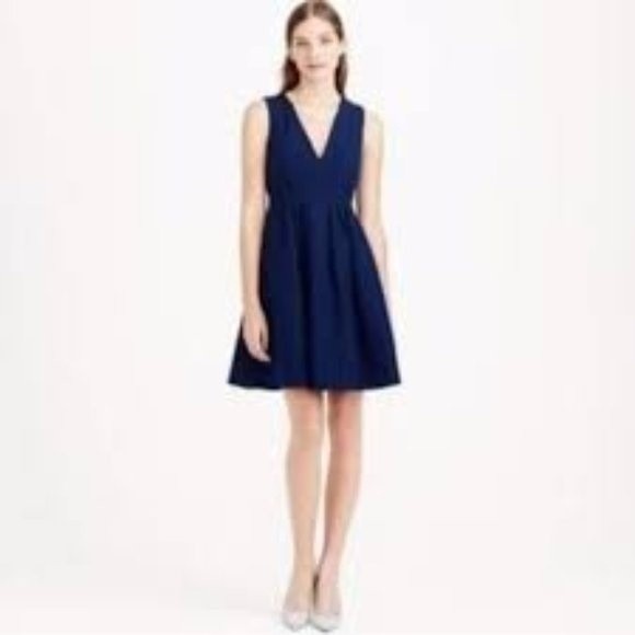 J.Crew Women's Dress Kami V-Neck Fit & Flare Party Bridesmaid NavyBlue Size 4 - Picture 1 of 9